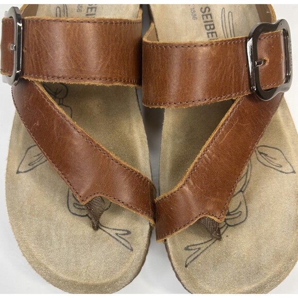 Joseph Siebel Tonga 77 Leather Toe Ring Thong Camel Brown Size 7-7.5 - Picture 3 of 10